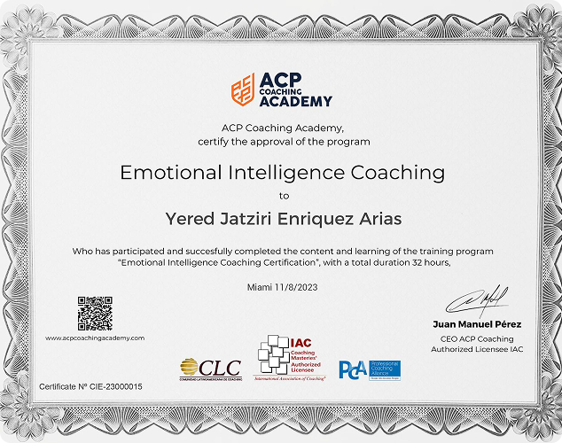 Certificate for Yered Jatziri Enriquez Arias for _Certificado Inteligencia Em..._ 1